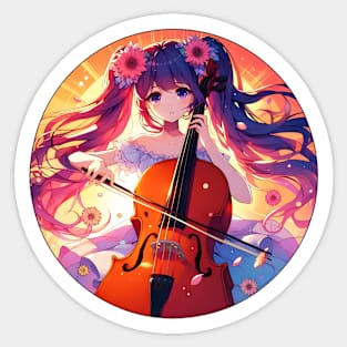 cello anime girl Sticker